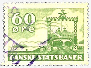 Billede af 60 øres jernbanemærke fra Danske Statsbaner